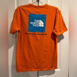 THE NORTH FACE Orange , Short Sleeve Shirt w Blue Back Block & Logo
